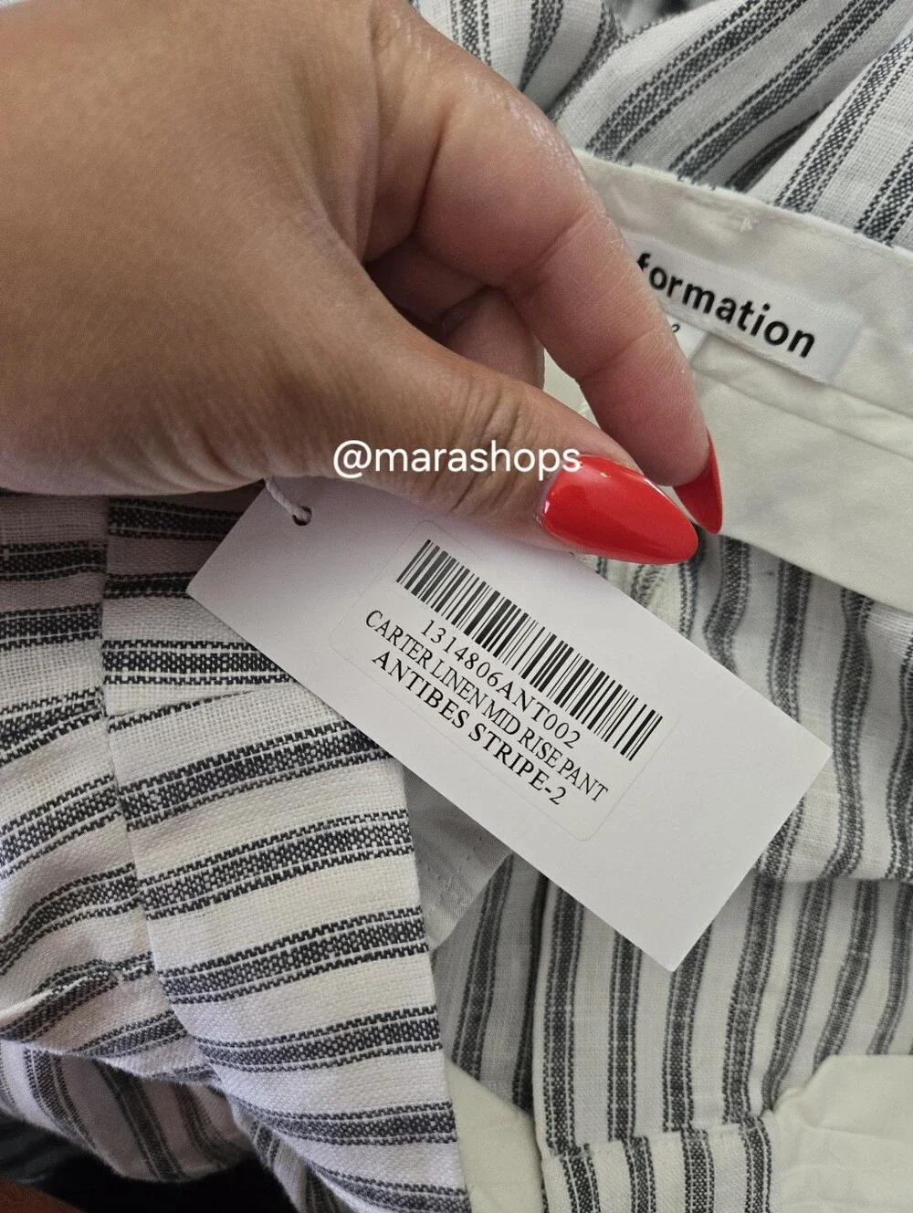 Reformation Carter Linen Mid Rise Pant